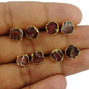 Garnet Raw Gemstone Stud Earring - January Birthstone Stud Earring