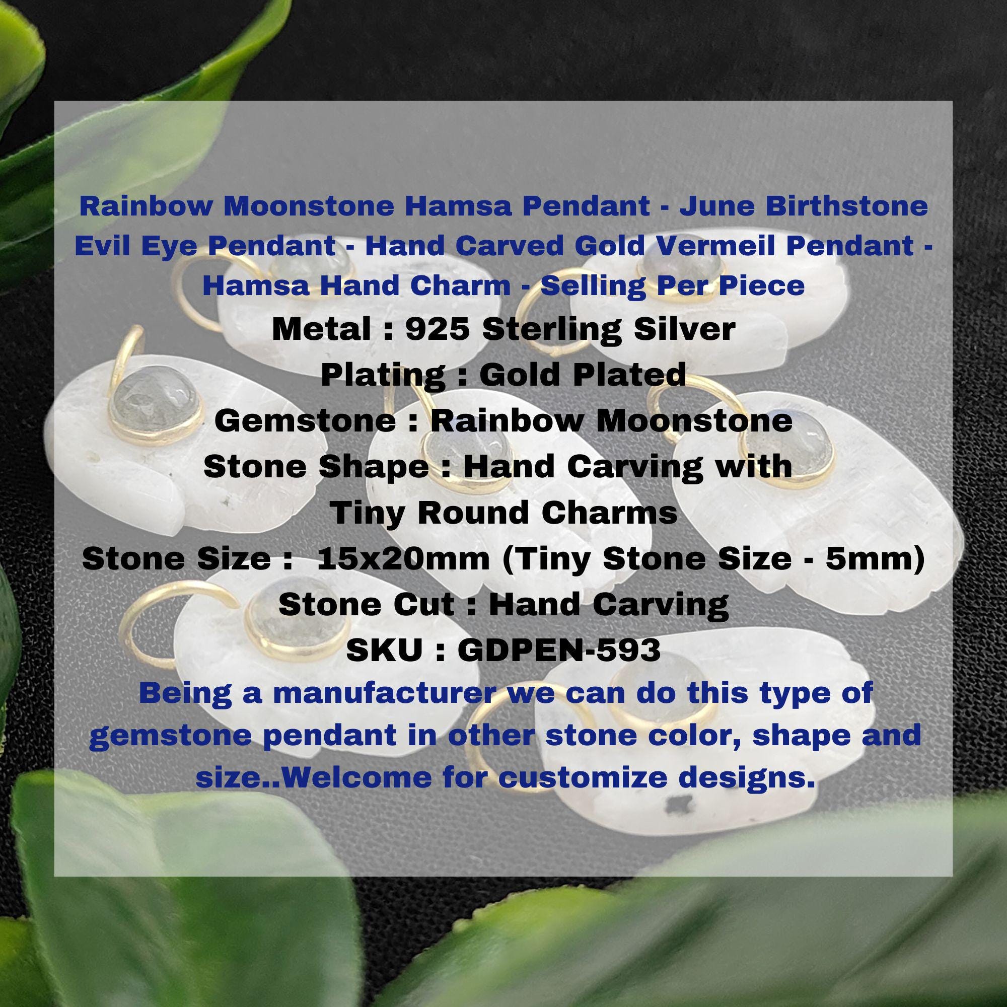 Hamsa & Moonstone Evil Eye Pendant Hamsa & Moonstone Evil Eye Pendant