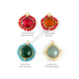 Gemstone Beads Pear Shape Pendant For Her - Earring Making Charm & Necklace Making Charm  - Selling Per Piece