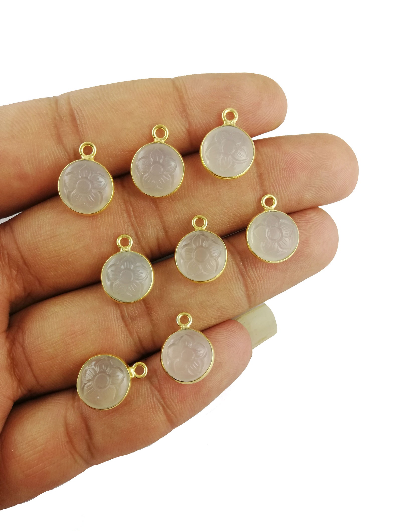 White Chalcedony Carving Gemstone Pendant Chalcedony 10mm - Etsy