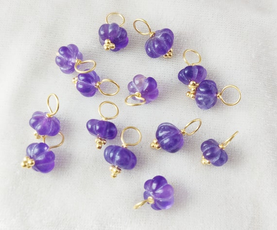 Amethyst Watermelon Carved Pendant, 7mm to 8mm Gemstone Earring
