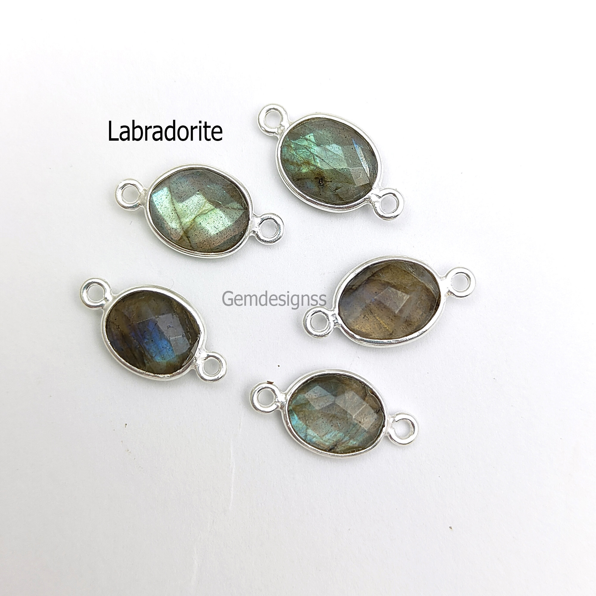 5Pcs Natural Stone Connectors - Rectangle Geode Agate Pendants For DIY Jewelry Making