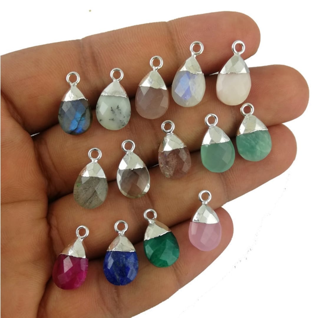 Pendentif Opale Dendritique Naturelle - En Argenté, Cabochon Blanc, Fait Main D'Inde - Parfait Cadeau