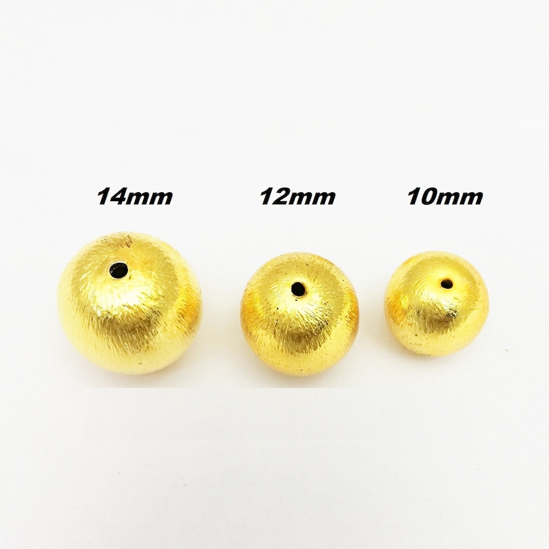 Brushed Gold Plated Copper Round Beads 4 Inch Long Strand Jewelry Finding Bead