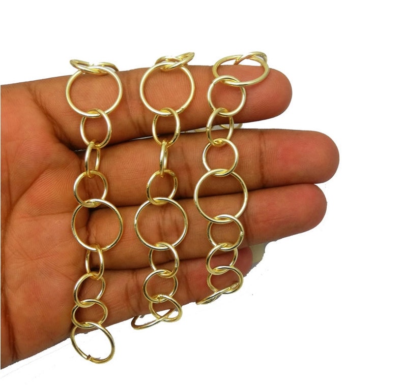Jewelry Finding Chains Chunky Gold Plated Copper Round Circle Chains Necklace Chain Selling By Foot
