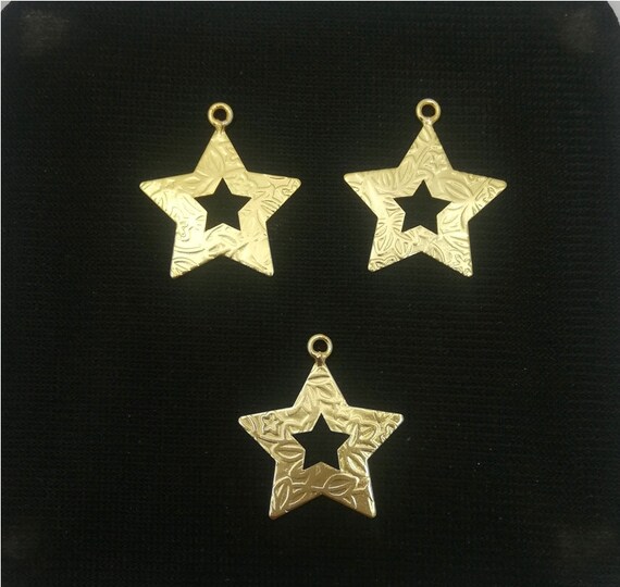 Metal Jewelry Findings 20 Piece Set of Brushed Gold Plated Tiny Star Charms Earring Finding