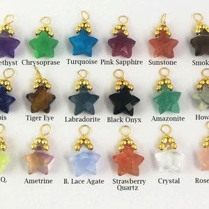 Gemstone Star Shape Wire Wrapped Gold Plated Pendant, 10mm Small Star Charms Pendant, Star Gemstone Pendants, Selling Per Piece
