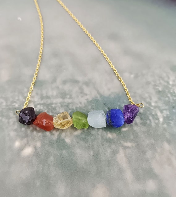7 Chakra Himalaya-Sonnenstein-Anhänger Mit 20 Edelstahl-Kette – Natürlicher Stein, Geladen