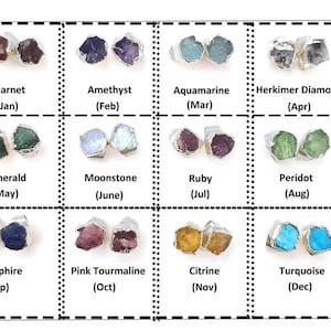 Birthstone Tiny Stud Earring - Birthstone Size 5mm to 7mm Approx - Silver Edge Electroplated Stud Earring - Selling Per Pair