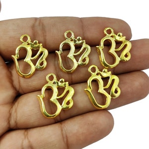 2 Piece Set of gold plated symbol of om charm Pendant, Earring Jewelry, Pendant Finding, Making for Jewelry