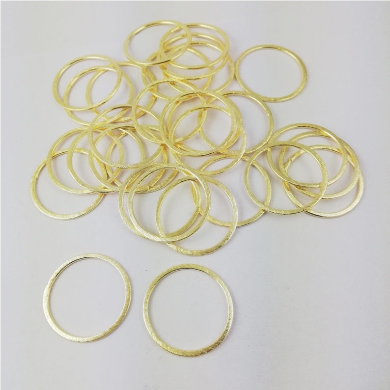 30mm Brushed Gold Finish Circle Charms Metal Jewelry Etsy