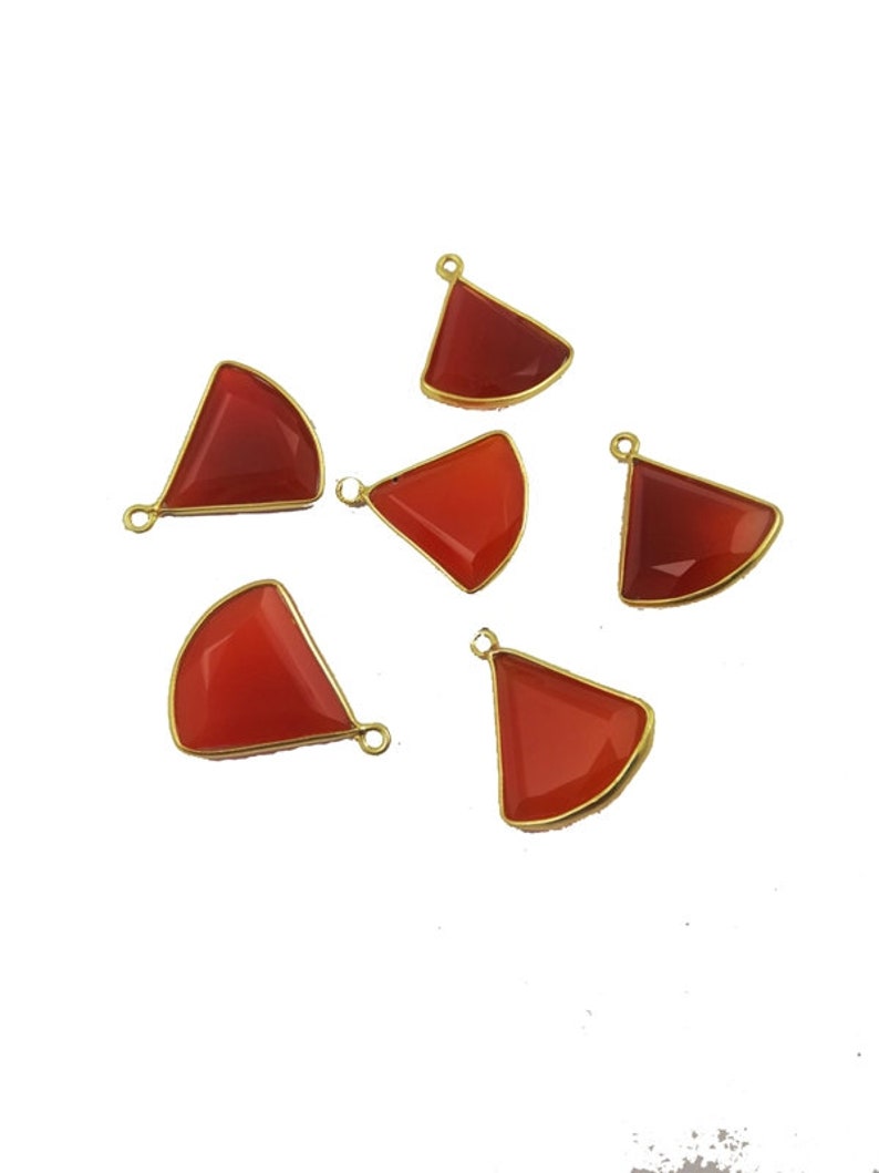 Selling Per Piece Carnelian 15mm Fan Shape Gold Bezel Pendant \u2013 Pendant For Jewelry \u2013 Earring Charms Pendant