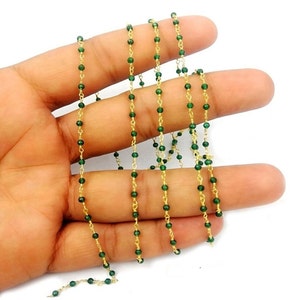 Groene smaragd 2-2,5 mm gefacetteerde ronde edelsteenkralenketting - kleine edelsteenkralenketting - kettingketting - verkoop per voet