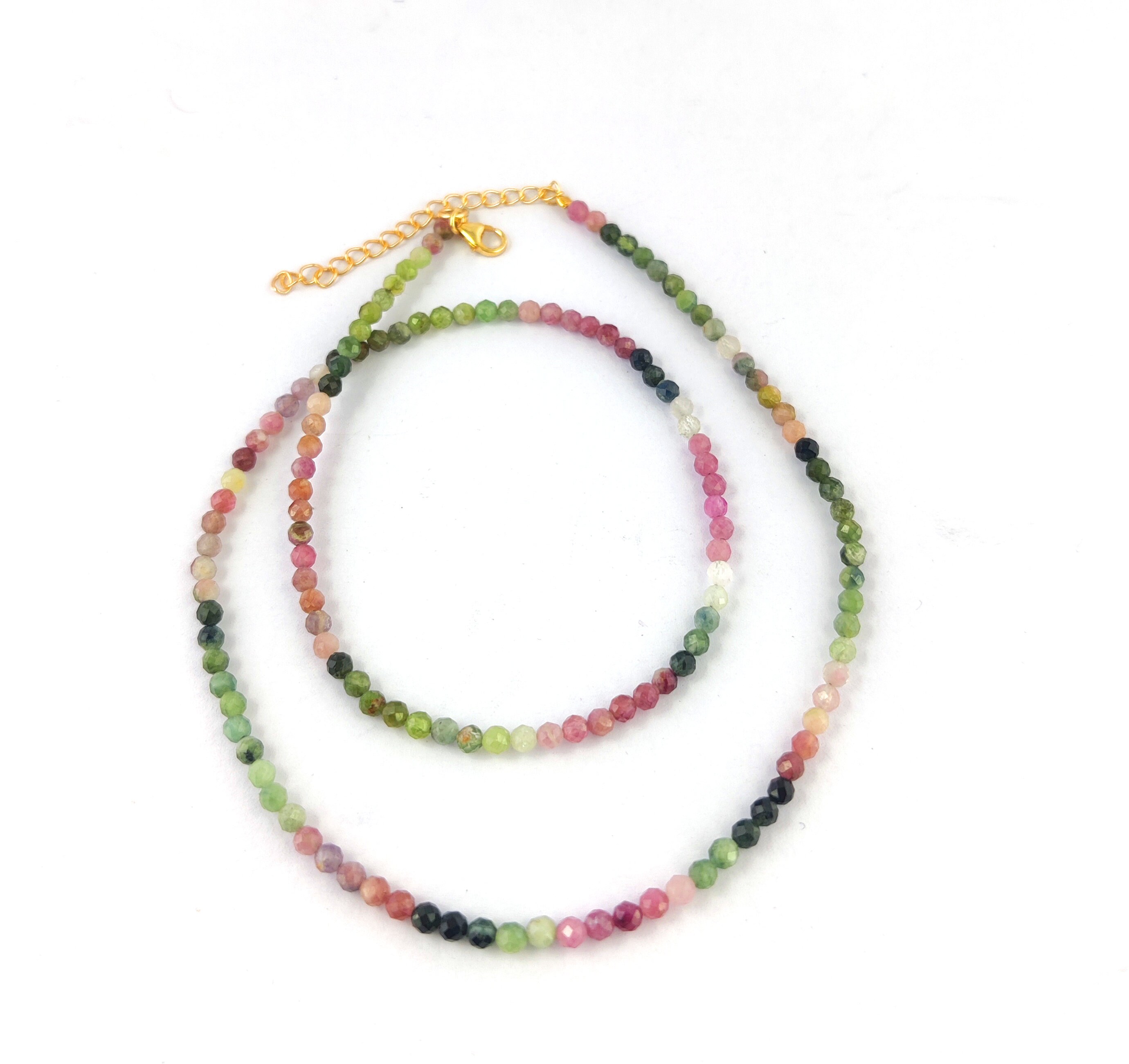 Elegante Collar De Cuentas Facetadas Con Piedras Preciosas