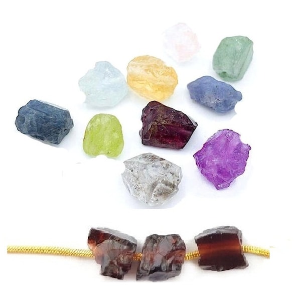 Birthstone Raw Nugget Drill Beads - 3mm Center-Drilled Gemstone Beads - Bracelet Making Beads - Selling Per Piece