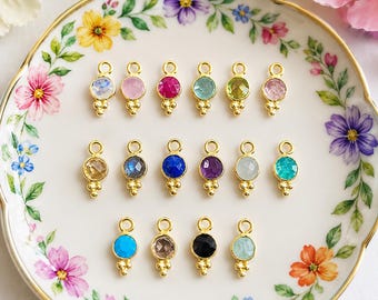 Tiny Round Gemstone Gold Vermeil Fancy Bezel Charms Pendants 4mm Size Round 925 Sterling Silver Bezel Pendant Gift For Her,Selling Per Piece