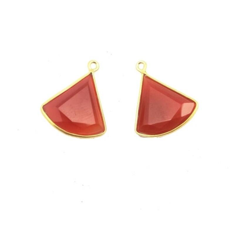 Selling Per Piece Carnelian 15mm Fan Shape Gold Bezel Pendant \u2013 Pendant For Jewelry \u2013 Earring Charms Pendant