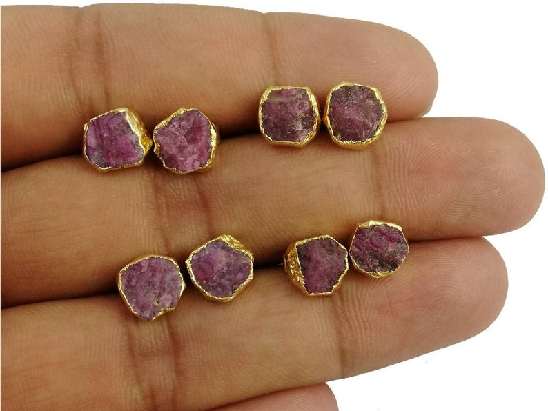 Ruby Raw Gemstone Stud Earring July Birthstone Stud Earring Etsy