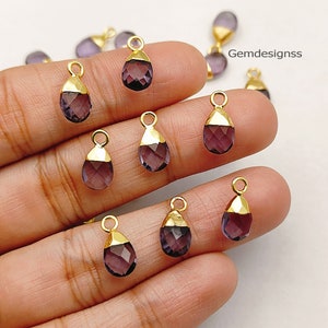 Amethyst Pear Drop Electroplated February Birthstone Charms For Her Pendant Necklace Charms Earring Making Charms Selling Per Piece image 7