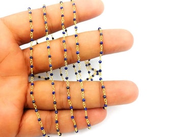 Lapis Lazuli 2-2.5 mm Facettierte Rondelle Vergoldete Perlen Kette - Kleine Edelstein Perlen Kette - Halskette Kette - Verkauf Per Feet