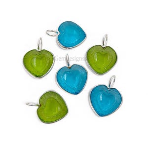Swiss Blue Topaz Quartz Heart Pendant-Peridot Quartz Handcarved Pendant-Valentine Women Necklace Charm-Christmas Charm Gift-Selling By Piece image 3