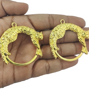 2 Piece Set of gold plated Jaguar charm Pendant, Pendant Jewelry- Pendant Finding, Pendant Necklace- Making for Jewelry