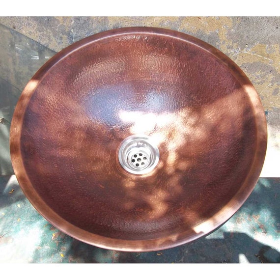 Rustic Copper Dome Vessel Overmount Drop in Bathroom Sink Renovation