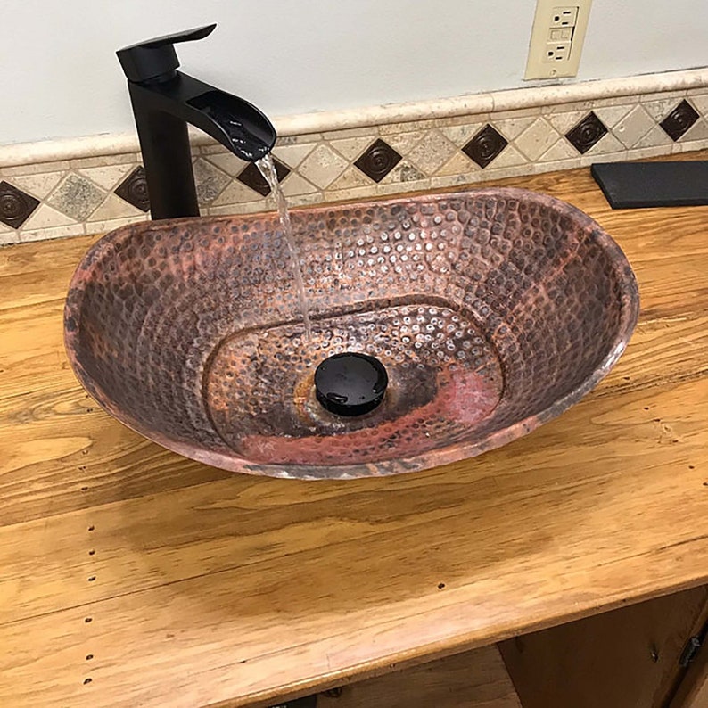 Bio Kupfer Badezimmer Spüle rustikale industrielle Gefäß | Etsy