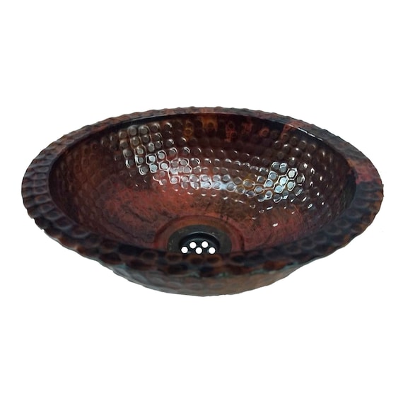 Rustic Copper Dome Vessel Overmount Drop in Bathroom Sink Renovation