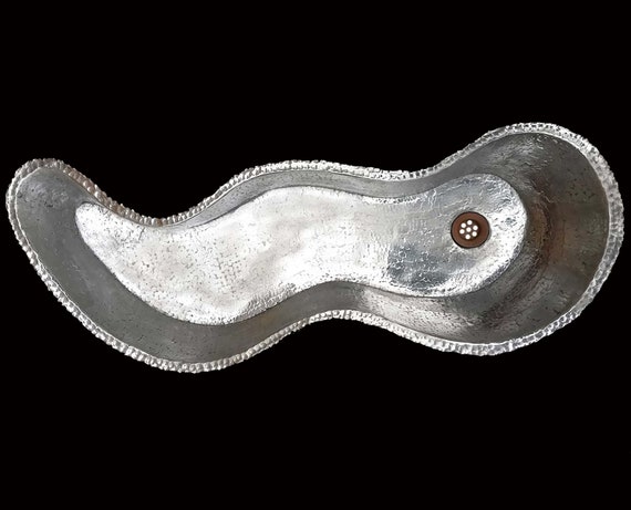 Silver Custom Sink Unique Versatile Narrow Curly River Peanut Mermaid Wave Bar Prep Undermount Kitchen Basin
