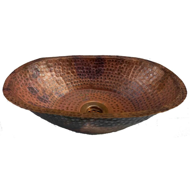 Oval Rustic Copper Vessel Bathroom Sink Toilet Lavatory Basin Etsy