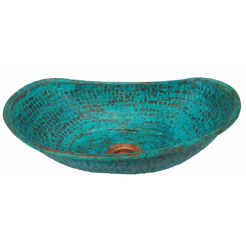 Mini Bathtub Copper Sink Verde Turquoise Green Patina Bathroom Vessel Washbasin