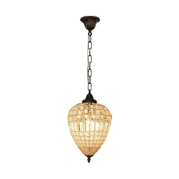 Birdcage French Empire Brass Strawberry Crystal Chandelier Basket Pendant Long Clear Beads Ceiling Light Decor