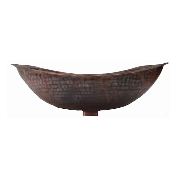 Very Small Rustic Industrial Copper Vessel Bathtub Shape Bathroom Sink Toilet Lavatory Kitchen Remodel Wash Basin