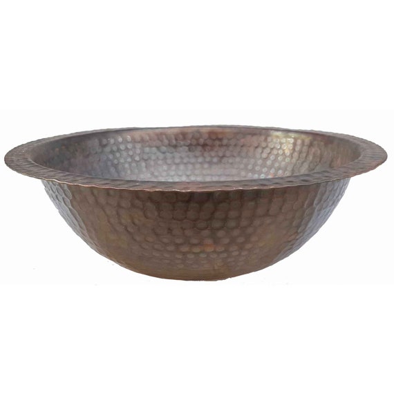 Rustic Copper Dome Vessel Overmount Drop in Bathroom Sink Renovation