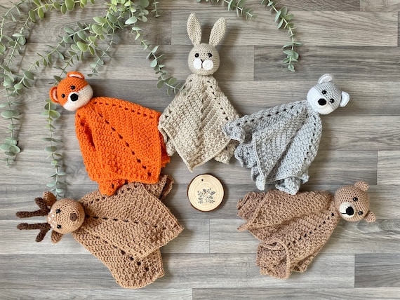 Lovey Woodland Animal Handmade Baby Comforter Blanket Crochet Fox Deer Bear Wolf Bunny Baby Shower Gift Newborn Baby Keepsake Etsy Canada