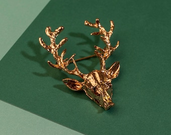 Roe Antler on a 3 7.5cm Kilt Pin Scarf Brooch with English Pewter Emblem or Stunning stick pin with end connector refa56