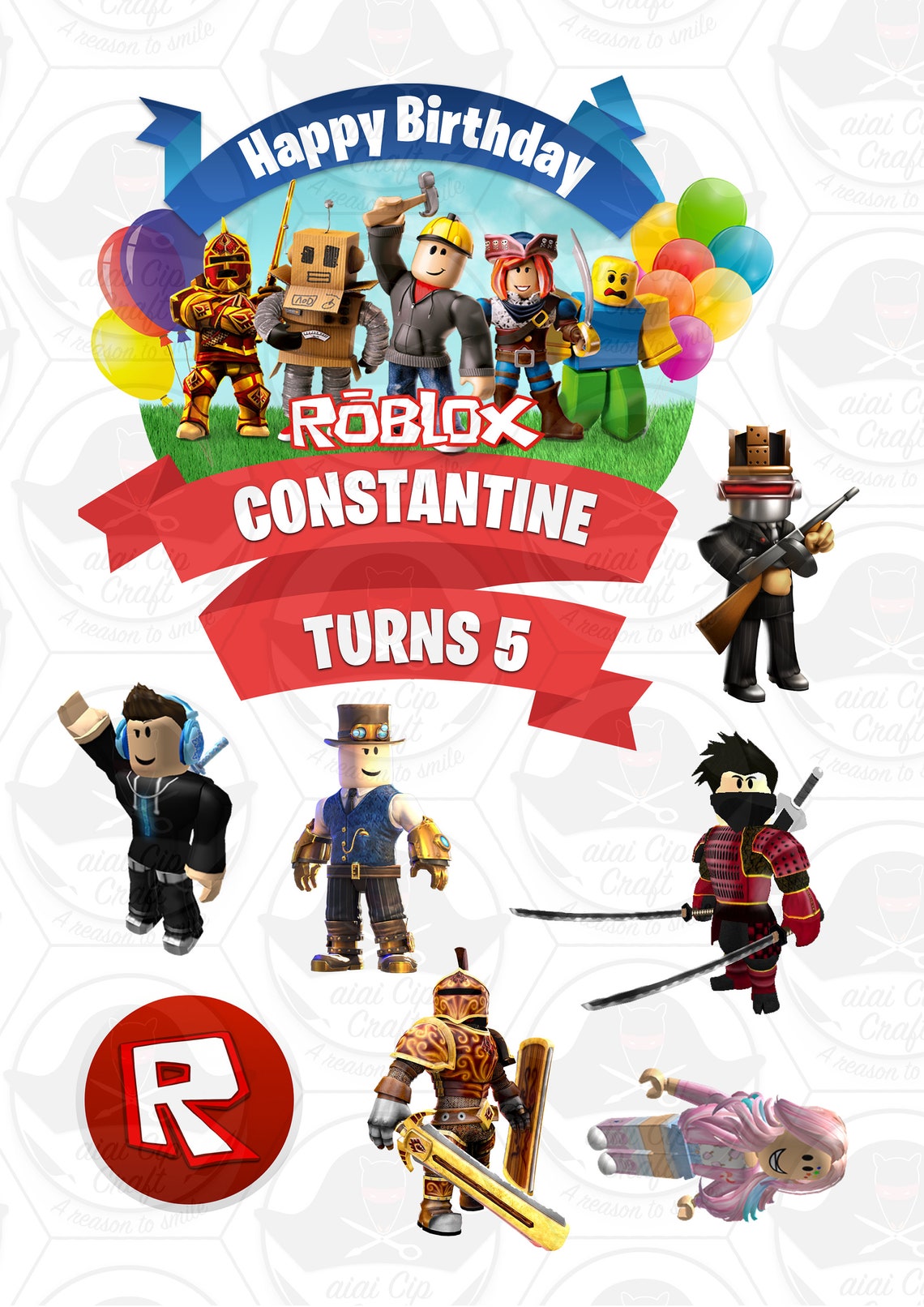 Custom Roblox Cake Topper Roblox Cake Decoration | Etsy