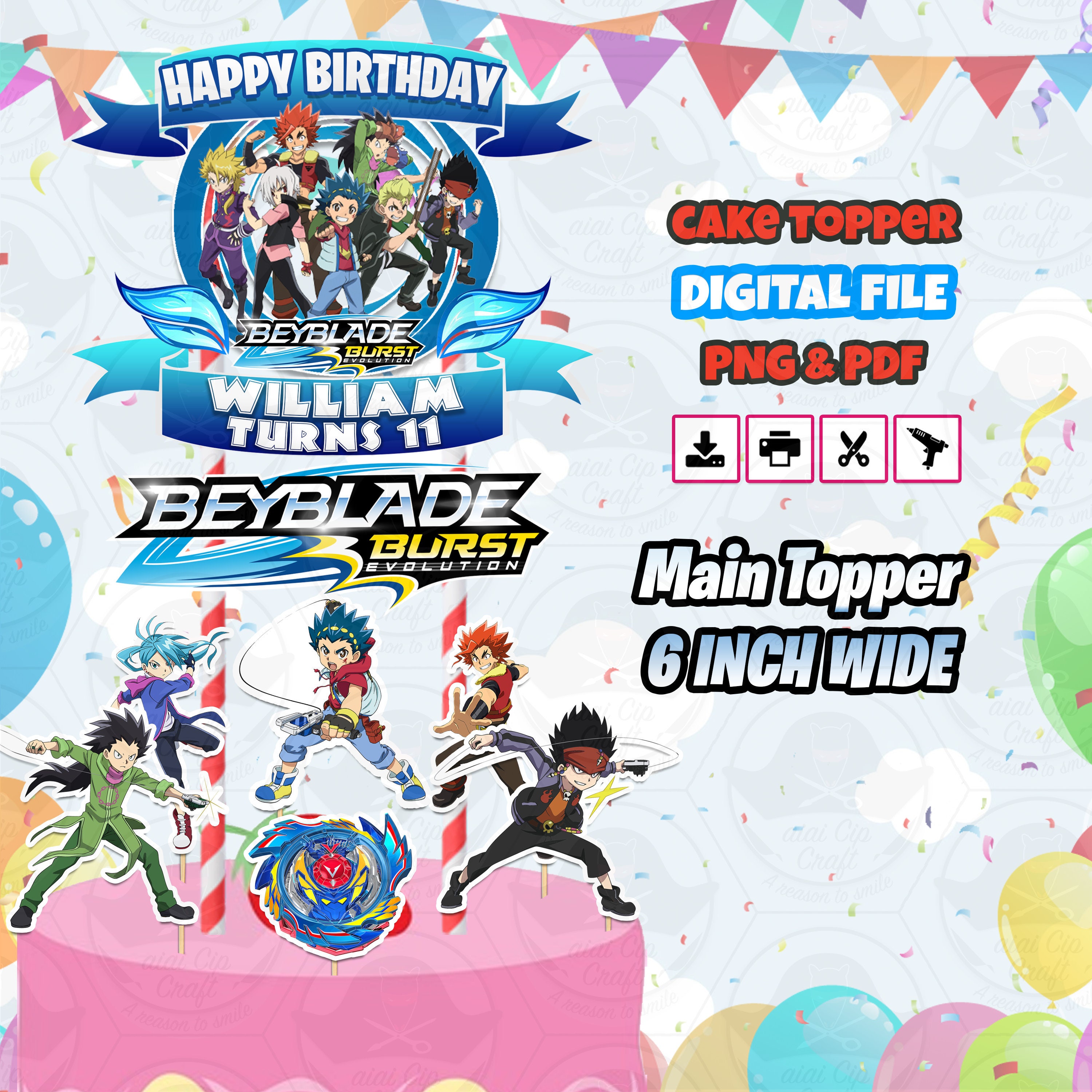 Beyblade Cake Topper Printout V1 Etsy