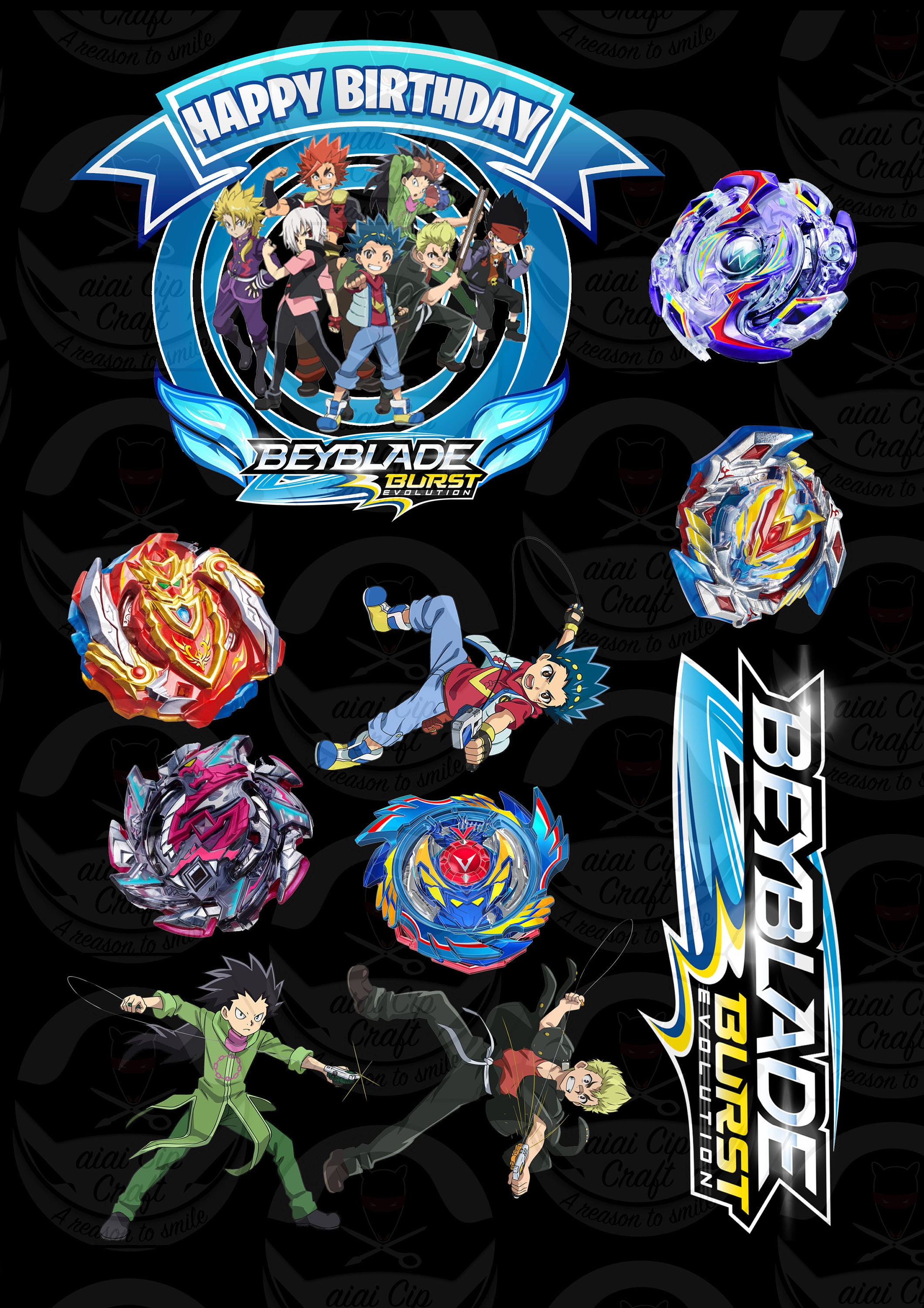 Arte Convite Digital Aniversário Beyblade Burst - modelo 2