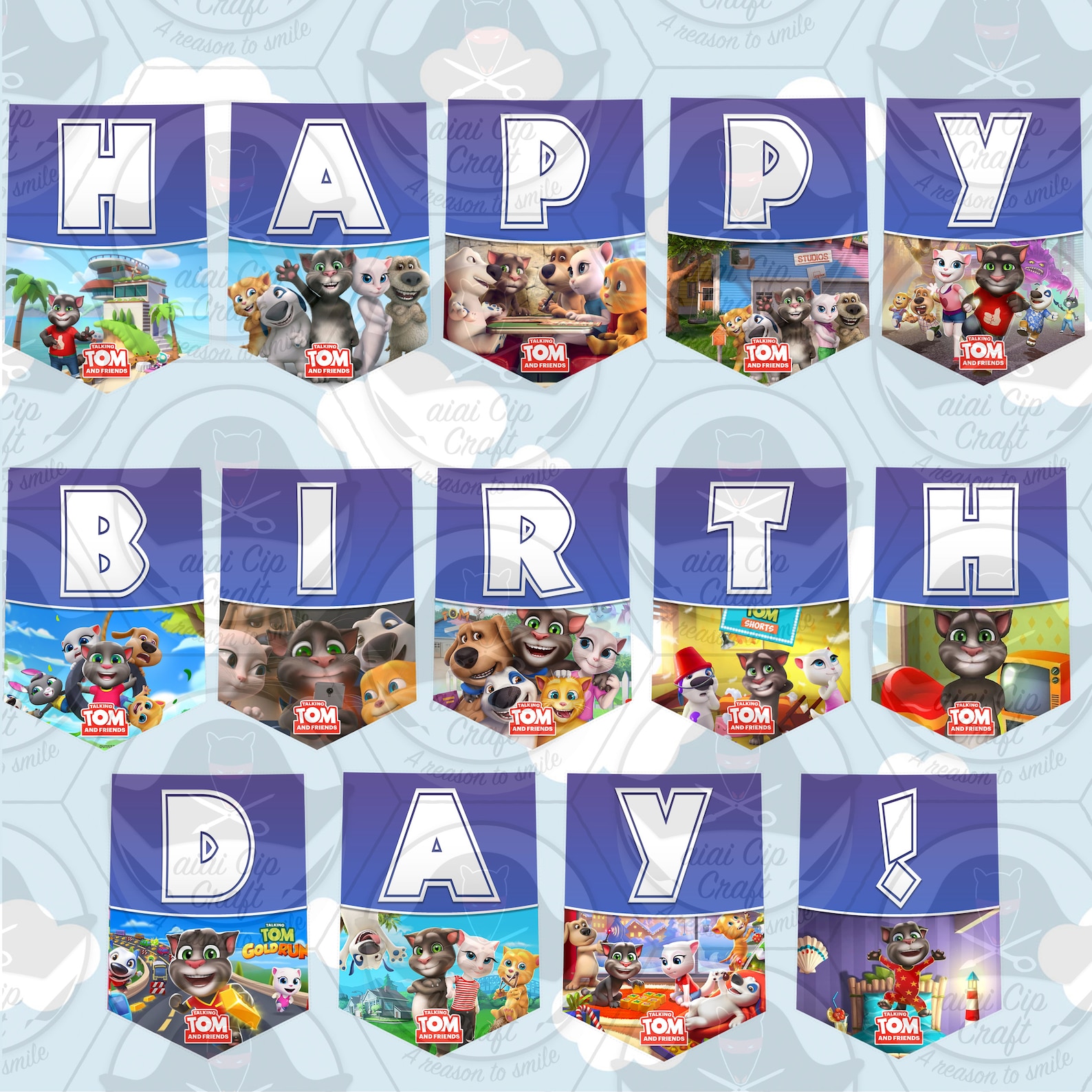 Printable Talking Tom Birthday Party Banner - Etsy