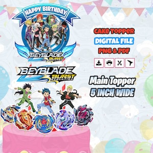 Beyblade Cake Topper Digital Printable - Full A4 Size Paper-With Outlined For Easy Cutting
