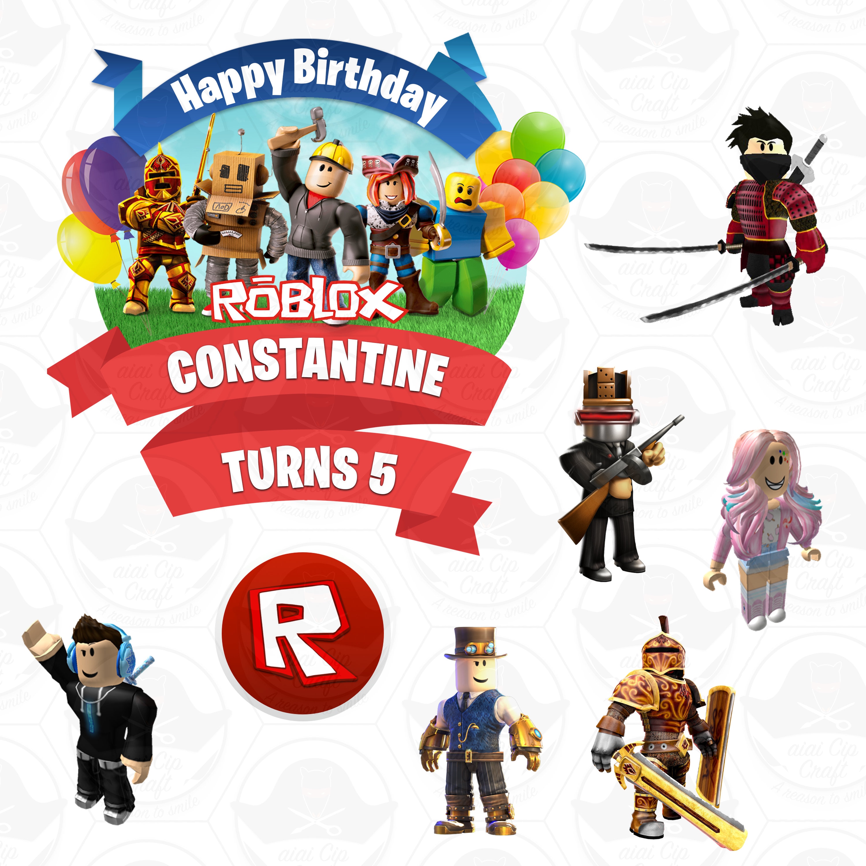 Topper de pastel Roblox personalizado decoración de pastel Etsy México