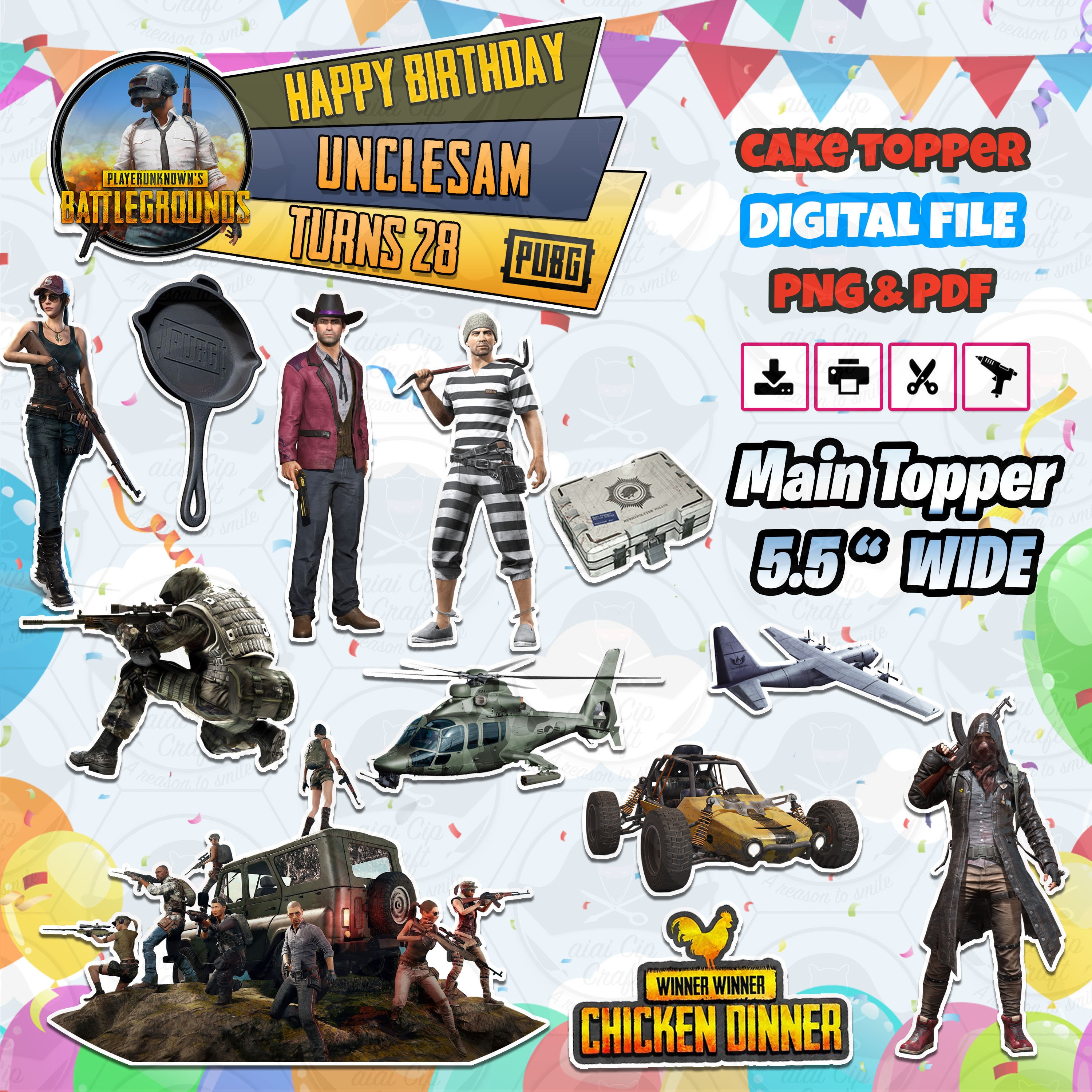 Pubg Cake Topper