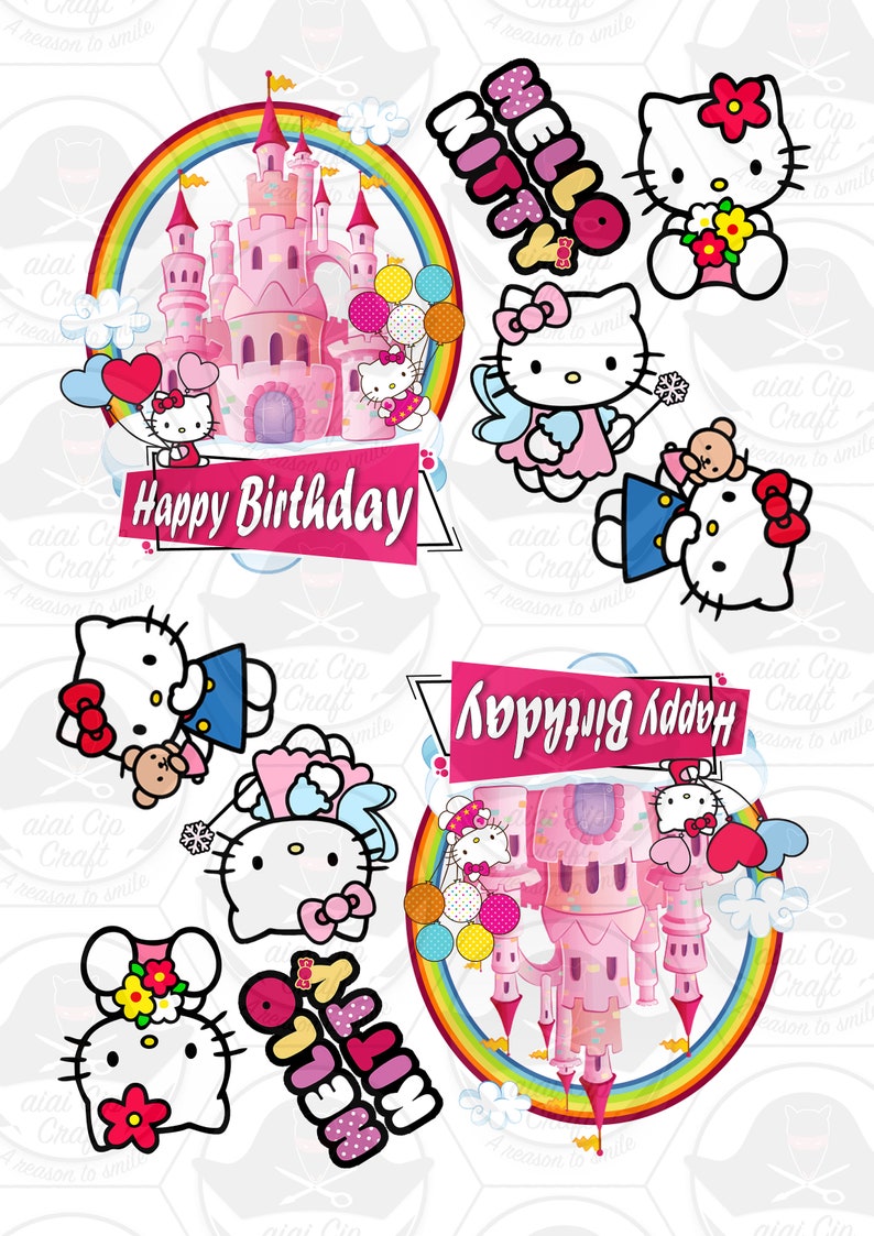 Hello Kitty Cake Topper Digital Template | Etsy