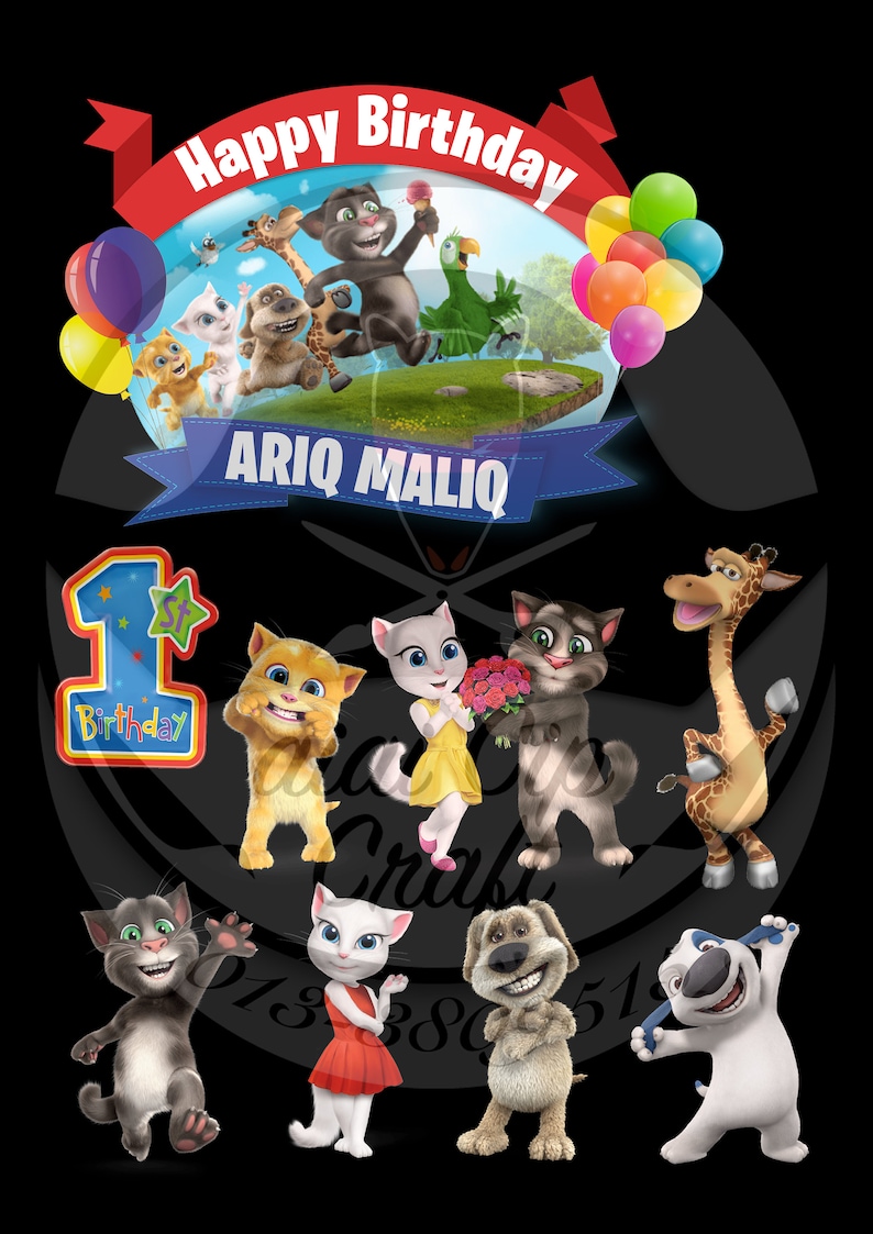 Personalised Digital Printout Talking Tom & Friends Cake Etsy