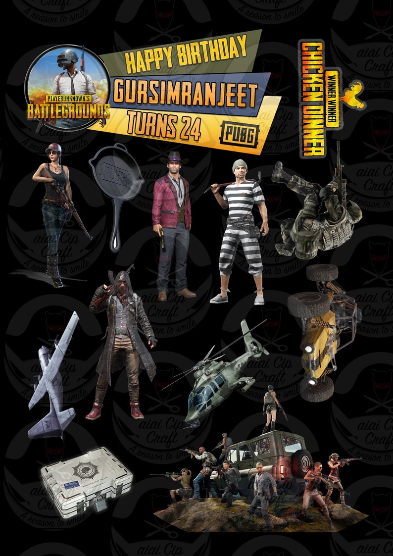 Personalised PUBG Cake Topper Digital Template Etsy