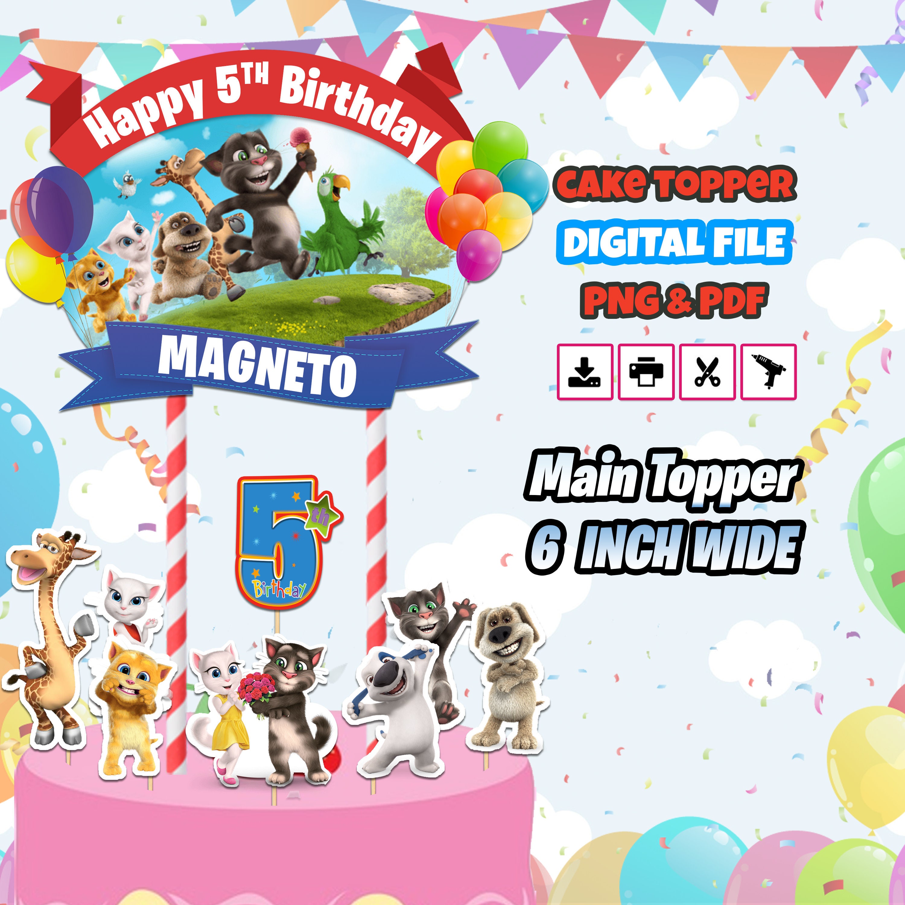 Personalised Digital Printout Talking Tom & Friends Cake Etsy Ireland