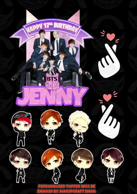 Bts Cake Topper Mit Namen Personalisierung Bts Cake Topper Etsy Osterreich