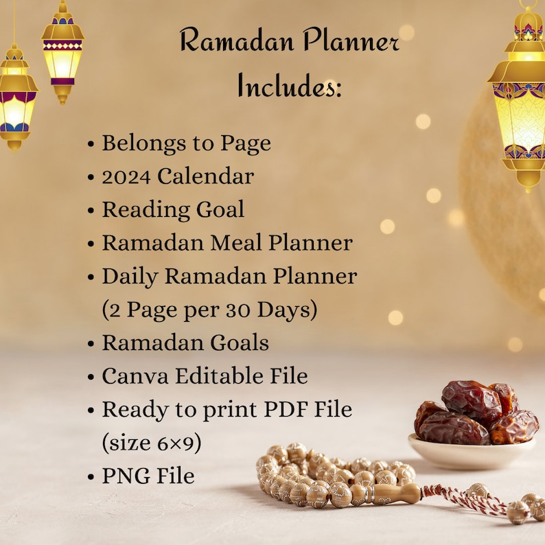 2024 Ramadan Printable Planner Printable Islamic Calendar Editable Ramadan Checklist Journal ...